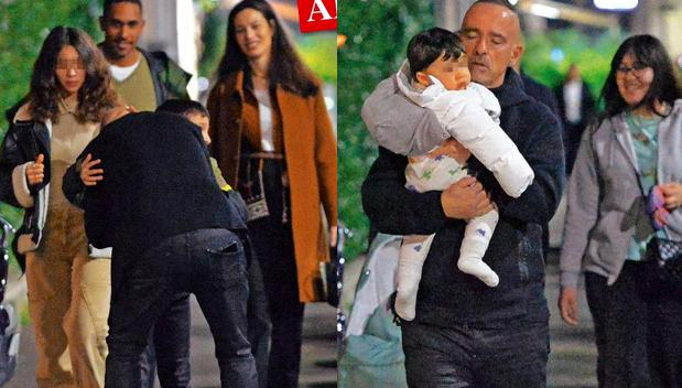 Eros Ramazzotti con la ex moglie Marica, i figli e il nipotino Cesare figlio di Aurora