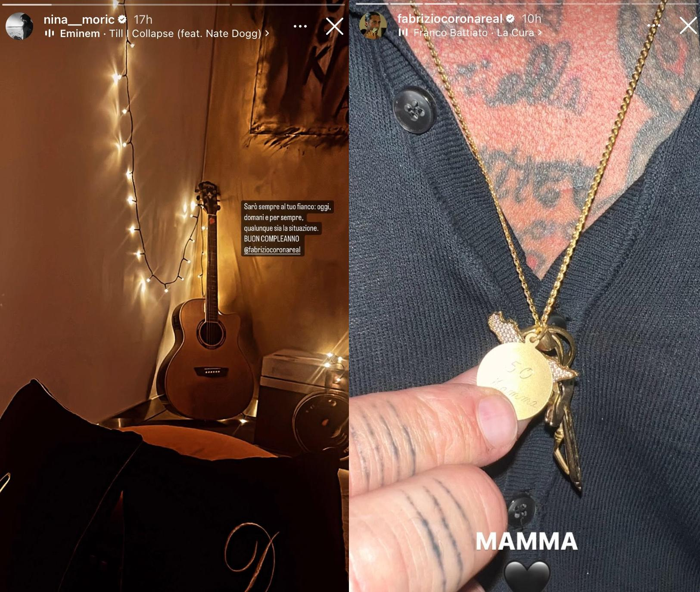 La dedica di Nina Moric e il regalo della mamma La dedica di Nina Moric e il regalo della mamma