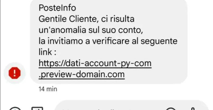 Il falso messaggio messaggio truffa poste-2