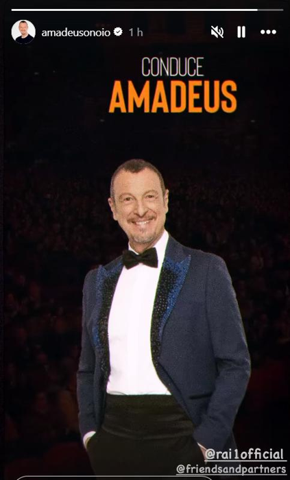Il promo condiviso da Amadeus tra le storie Instagram amadeus-73