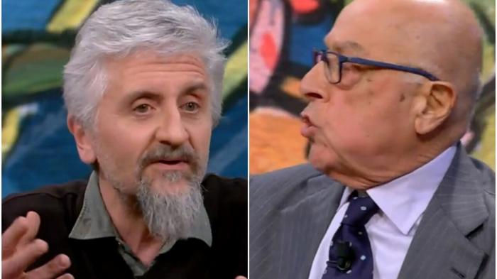 Scontro tra Ascanio Celestini e Massimo Magliaro a DiMartedì: tensione sul tema del fascismo