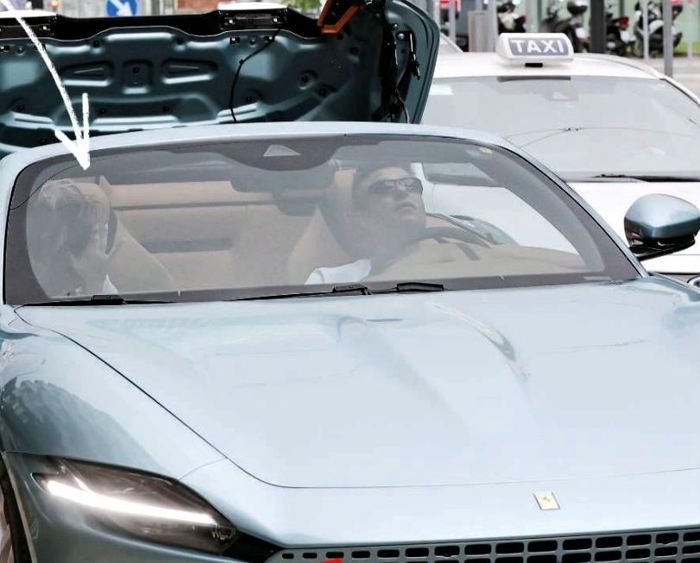 Fedez con Eleonosa Sesana nella Ferrari, foto da Gente fedez eleonora sesana 1