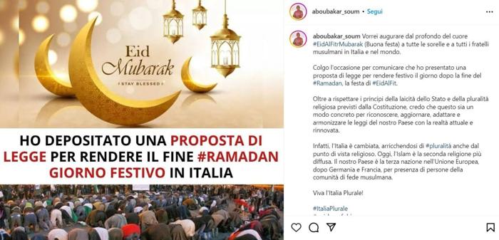 Il post di Soumahoro Il post di Soumahoro