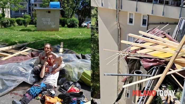 L'uomo ferito e i pannelli di legno L'uomo ferito e i pannelli di legno