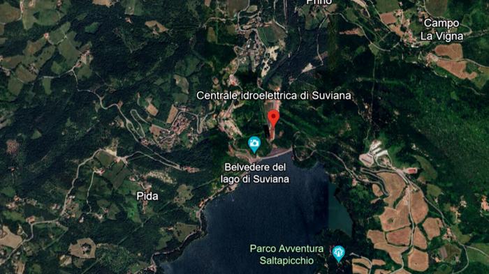 La centrale elettrica del Lago di Suviana. Fonte Google Earth La centrale elettrica del Lago di Suviana. Fonte Google Earth