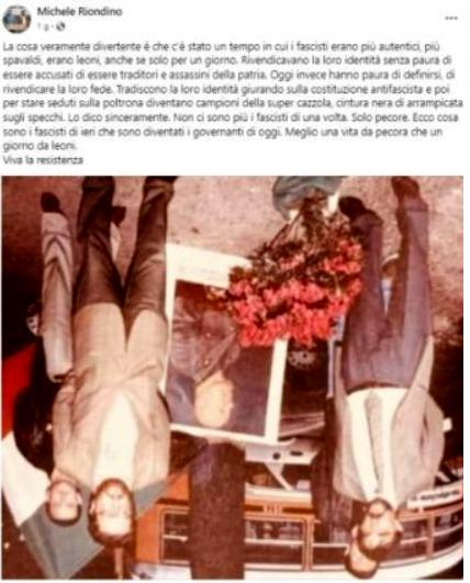 Lo screenshot del post di Riondino pubblicato dal Corriere della Sera-2 Lo screenshot del post di Riondino pubblicato dal Corriere della Sera-2