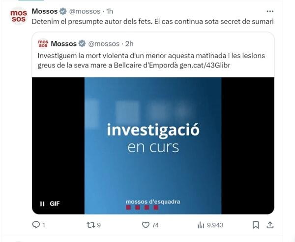 Polizia della Catalogna su X @mossos polizia della catalogna su X