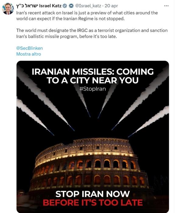 Il post del ministro israeliano Katz su X post-katz-x