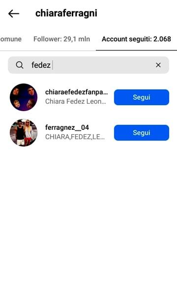 Tra i 'seguiti' di Chiara non c'è più Fedez-2 Tra i 'seguiti' di Chiara non c'è più Fedez-2