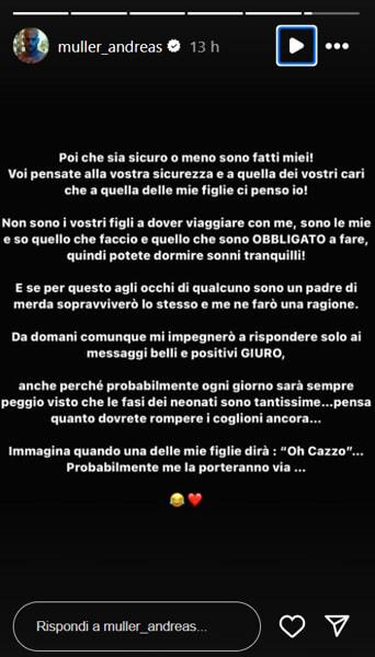 Andreas Muller risponde a chi lo critica, foto da Instagram-2 Andreas Muller risponde a chi lo critica, foto da Instagram-2
