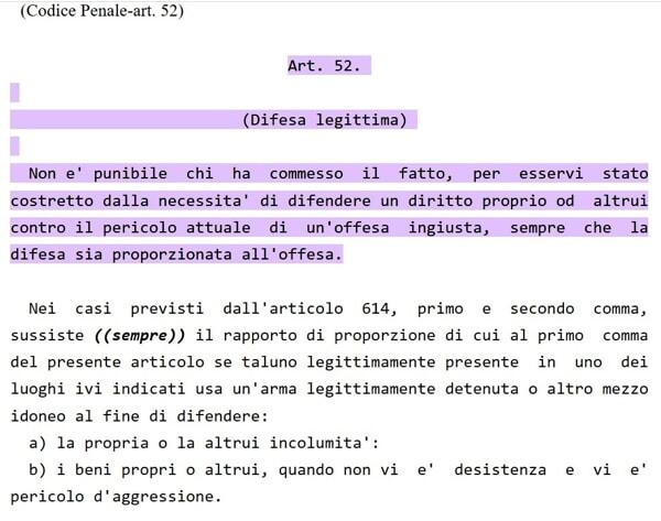 Codice penale - Fonte Gazzetta Ufficiale articolo 52 cp-2