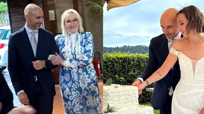 Eleonora Giorgi felice al matrimonio del figlio Andrea Rizzoli