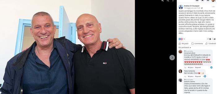 Il post del deputato di Fratelli d'Italia Andrea di Giuseppe in compagnia di Chico Forti DI_GIUSEPPE