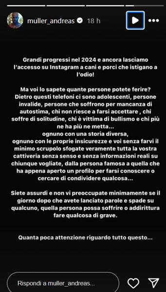 Il commento di Andreas Muller pubblicato su Instagram-2 Il commento di Andreas Muller pubblicato su Instagram-2