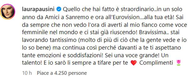 Il commento di Laura Pausini sull'esibizione di Angelina Mango-2 Il commento di Laura Pausini sull'esibizione di Angelina Mango-2