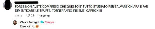 Il commento e la risposta di Chiara Ferragni-2 Il commento e la risposta di Chiara Ferragni-2