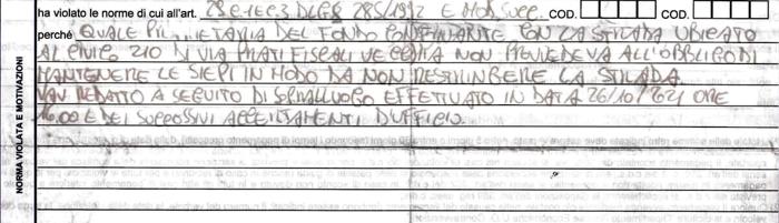 Il verbale della multa Il verbale della multa
