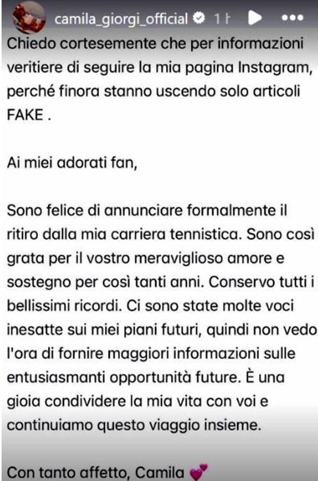 L'annuncio del ritiro sui social L'annuncio del ritiro sui social