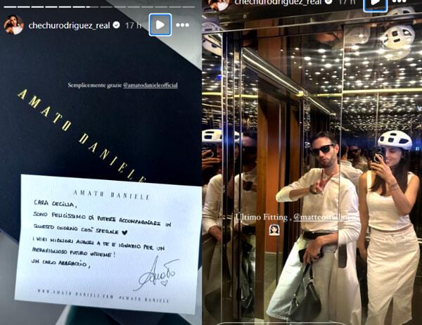 Cecilia poco prima dell'ultima prova dell'abito e a sinistra il brand che le fornirà la borsetta-2 Cecilia poco prima dell'ultima prova dell'abito e a sinistra il brand che le fornirà la borsetta-2