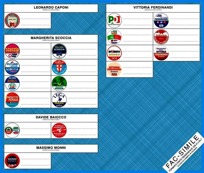 Il fac simile della scheda elettorale per le elezioni comunali a Perugia dell'8 e 9 giugno 2024 fac-simile-scheda-elezioni-perugia-2024