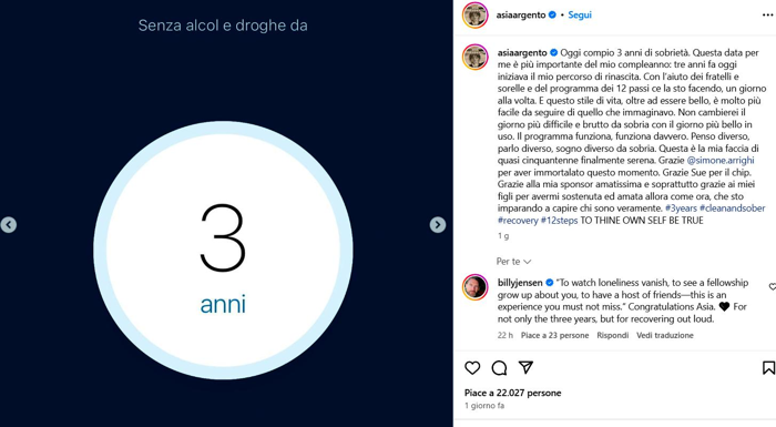 Il post di Asia Argento Il post di Asia Argento