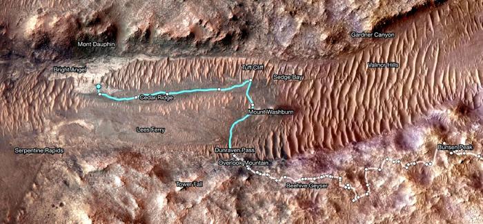 Il percorso del rover Perseverance su Marte (Foto Nasa) Il percorso del rover Perseverance su Marte (Foto Nasa)