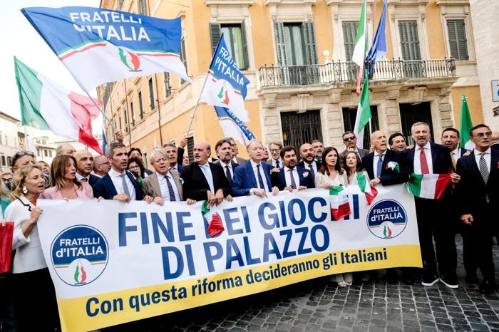 Premierato flash mob senatori FI - Foto Lapresse Premierato flash mob senatori FI - Foto Lapresse