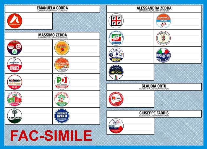 Il fac simile della scheda elettorale per le elezioni comunali a Cagliari dell'8 e 9 giugno 2024 scheda-elezioni-comunali-cagliari-2024-fac-simile