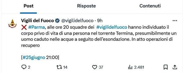 Post dei vigili del fuoco vigili del fuoco su X-3
