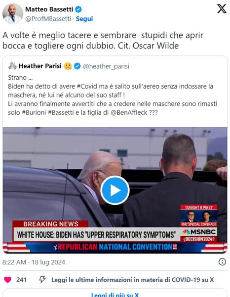 Bassetti e la risposta al tweet di Parisi-2 Bassetti e la risposta al tweet di Parisi-2