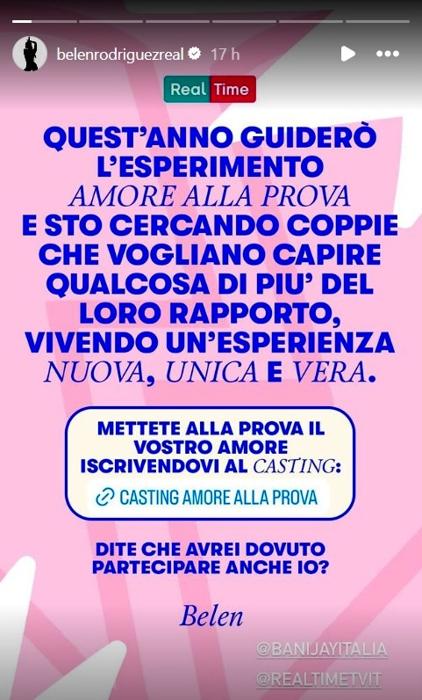 I casting rilanciati da Belen belen real time