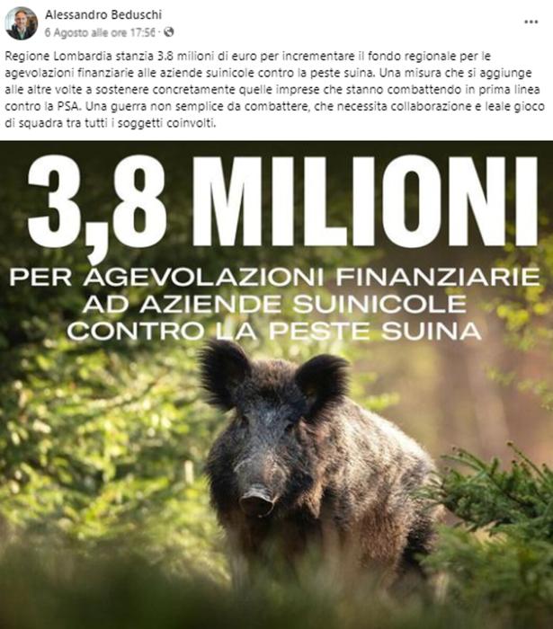 L'assessore all'Agricoltura Beduschi su Facebook alessandro baduschi su Facebook
