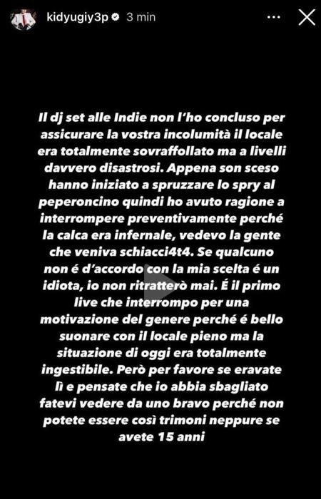 Il post pubblicato dal rapper bnG3m8nL