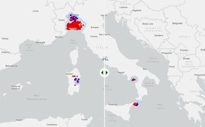 Focolai attuali. Mappa Istituto Zooprofilattico Sperimentale focolai peste suina-2
