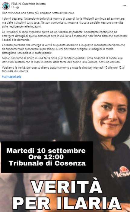 Il collettivo Fem.In in un post Facebook Il collettivo Fem.In in un post Facebook
