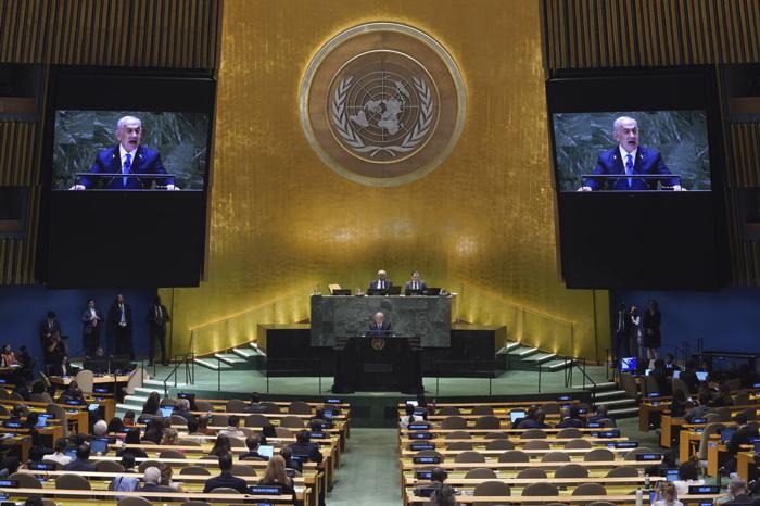 L'Assemblea generale dell'Onu semivuota durante il discorso di Netanyahu (LaPresse) Netanyahu-assemblea-onu-lapresse-2
