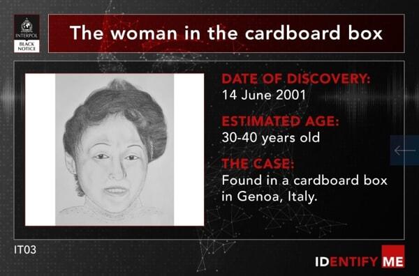 La scheda sul sito dell'Interpol casi irrisolti 3
