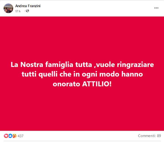 Il fratello di Attilio su Fb Il fratello di Attilio in un post su Fb-2