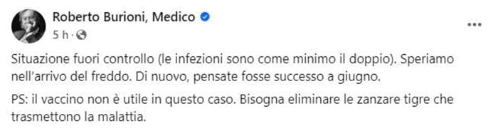 Il post di Roberto Burioni Il post di Roberto Burioni