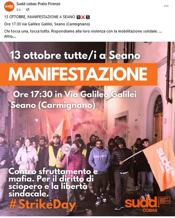 La manifestazione indetta da Sudd Cobas
