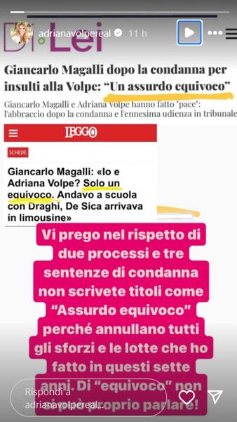 La storia di Adriana Volpe sul processo con Magalli-2 La storia di Adriana Volpe sul processo con Magalli-2