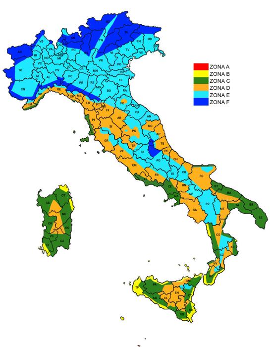 Mappa italia zone climatiche Mappa italia zone climatiche