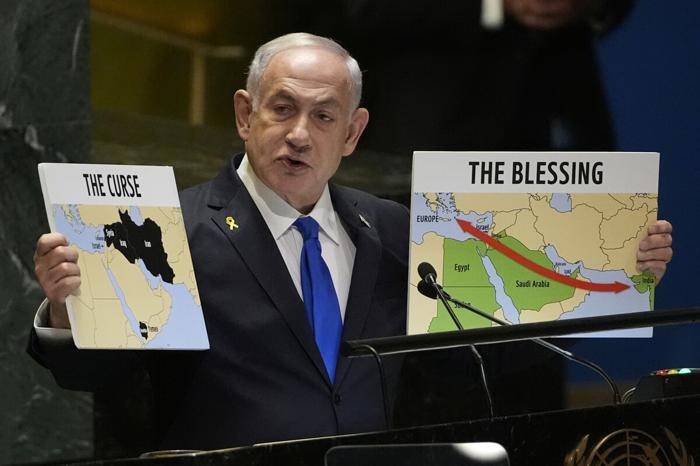 Il premier Netanyahu all'Assemblea generale dell'Onu (LaPresse) Netanyahu lapresse-5