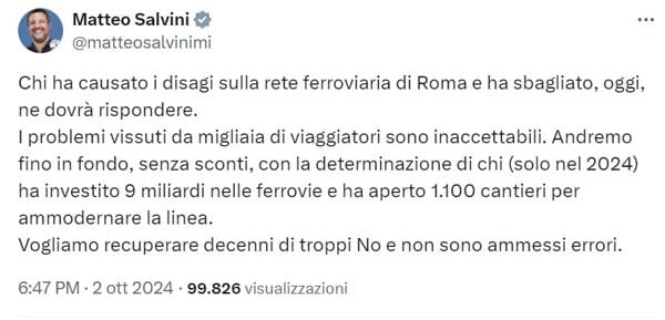 Salvini su X salvini su X