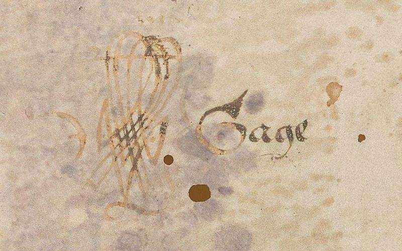 Firma di John Gage nel manoscritto Takamiya MS 20