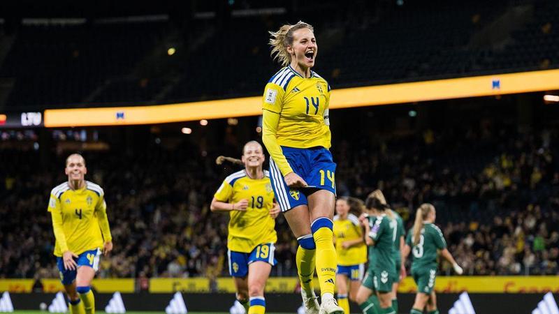 Foto: Emma Wallskog / BILDBYRÅN Nathalie Björn esulta dopo un gol al suo ritorno in nazionale