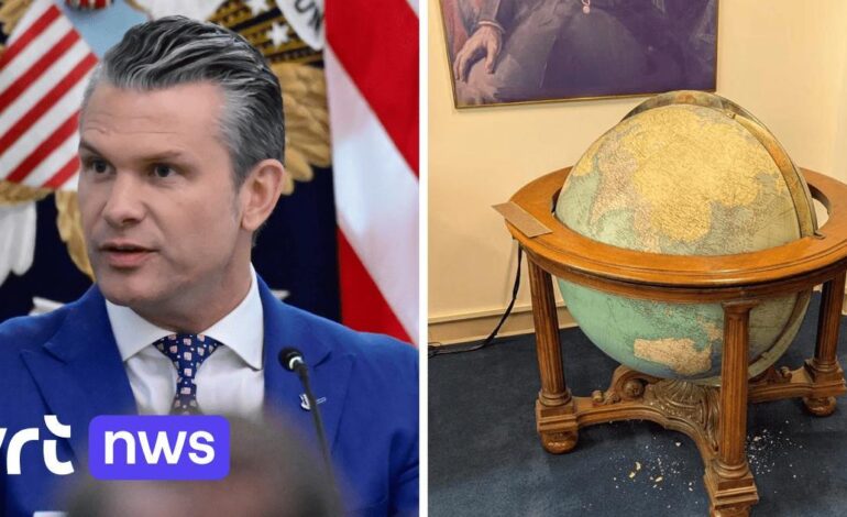 Il mappamondo del D-Day cade mentre lo spostano per Hegseth