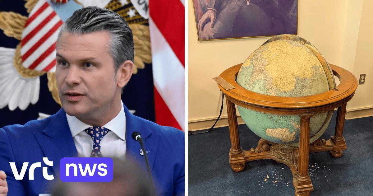 Il mappamondo del D-Day cade mentre lo spostano per Hegseth