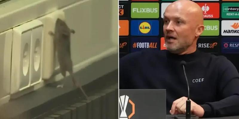 Un topo interrompe la conferenza stampa dopo la partita
