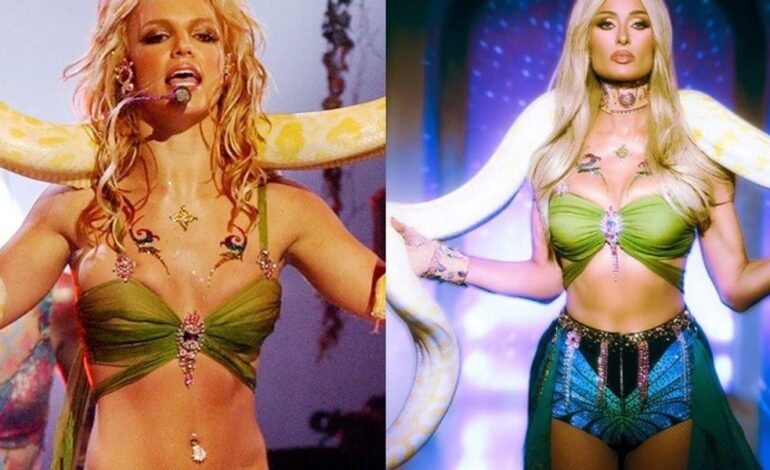 Paris Hilton ricrea il look di Britney Spears con un pitone